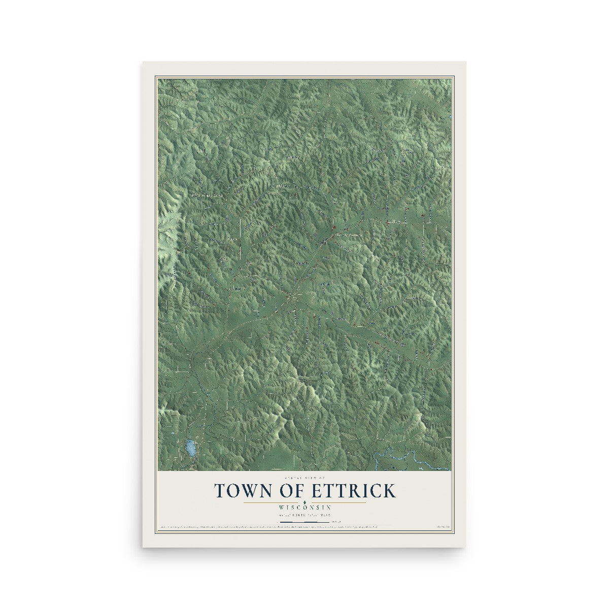 Map of the Town of Ettrick, Wisconsin, 12 x 18 inch unframed archival matte print