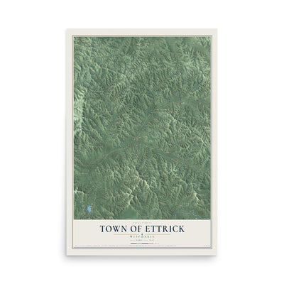 Map of the Town of Ettrick, Wisconsin, 12 x 18 inch unframed archival matte print