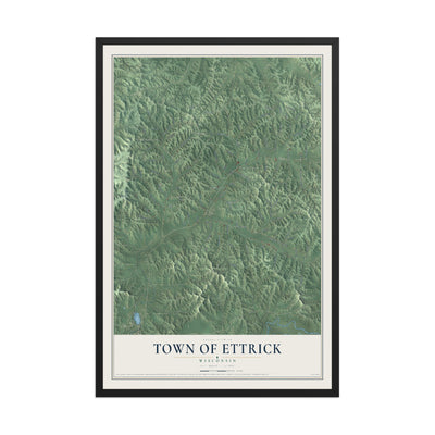 Map of the Town of Ettrick, Wisconsin, 12 x 18 inch print in a black wood frame