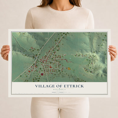 Map of Ettrick, Wisconsin, 12 x 18 inch unframed archival matte print