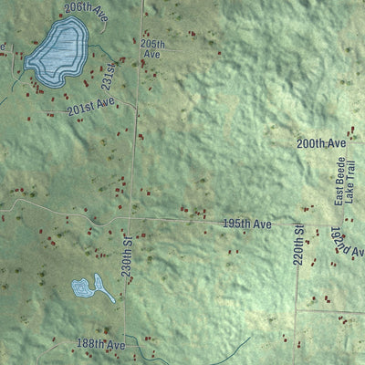 Close-up of the map of Eureka, Wisconsin print showing street and building detail