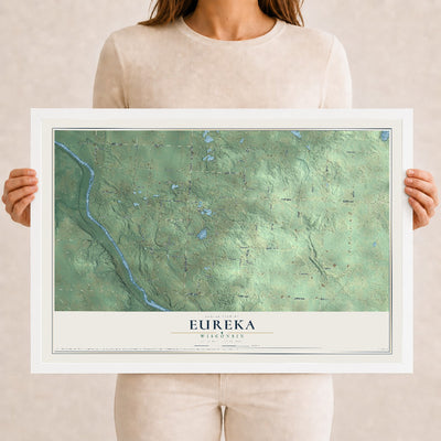 Map of Eureka, Wisconsin, 12 x 18 inch print in a white wood frame