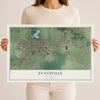 Map of Evansville, Wisconsin, 12 x 18 inch unframed archival matte print