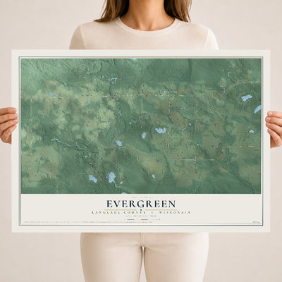 Map of Evergreen, Langlade County, Wisconsin, 18 x 24 inch unframed archival matte print