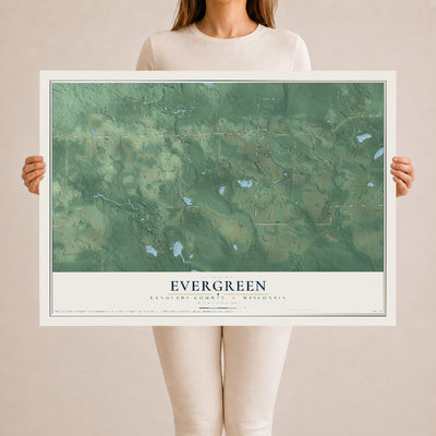 Map of Evergreen, Langlade County, Wisconsin, 24 x 36 inch unframed archival matte print