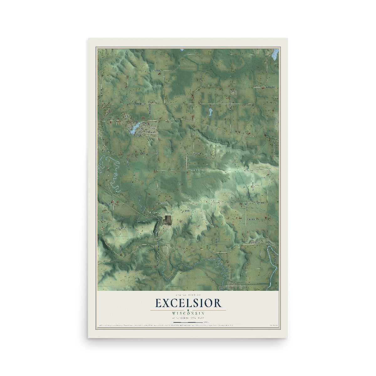 Map of Excelsior, Wisconsin, 12 x 18 inch unframed archival matte print