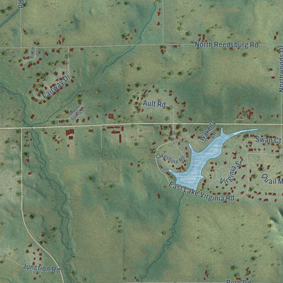 Close-up of the map of Excelsior, Wisconsin print showing street and building detail