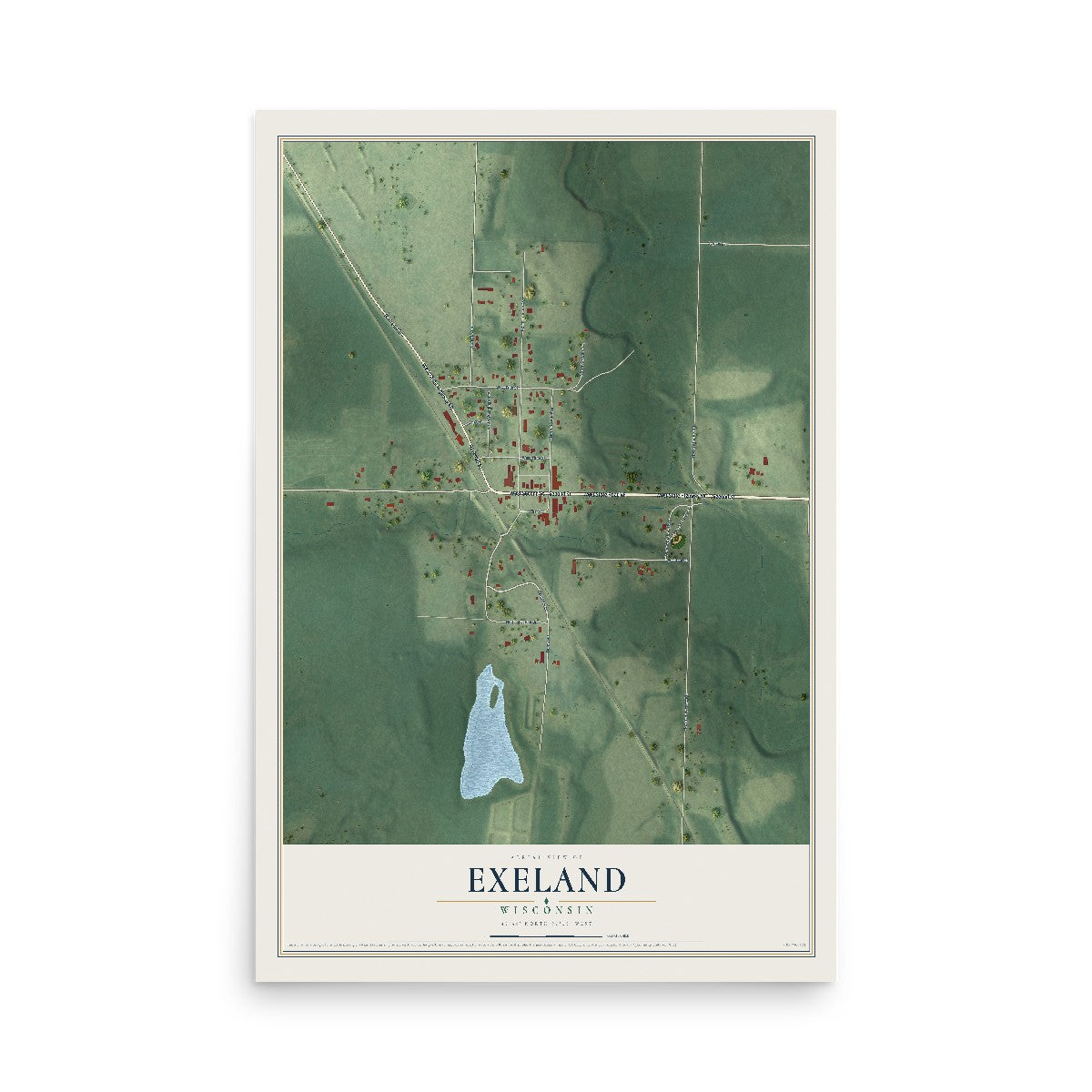 Map of Exeland, Wisconsin, 12 x 18 inch unframed archival matte print