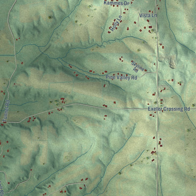 Close-up of the map of Exeter, Wisconsin print showing street and building detail