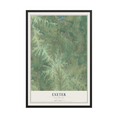 Map of Exeter, Wisconsin, 12 x 18 inch print in a black wood frame