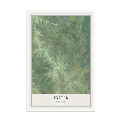 Map of Exeter, Wisconsin, 12 x 18 inch print in a white wood frame