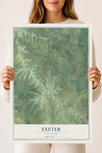 Map of Exeter, Wisconsin, 18 x 24 inch unframed archival matte print