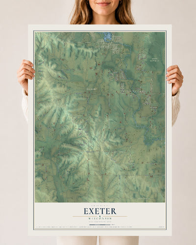 Map of Exeter, Wisconsin, 24 x 36 inch unframed archival matte print