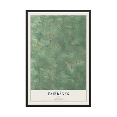 Map of Fairbanks, Wisconsin, 12 x 18 inch print in a black wood frame