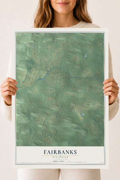 Map of Fairbanks, Wisconsin, 18 x 24 inch unframed archival matte print