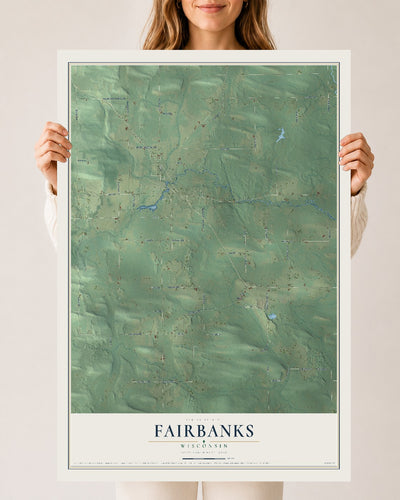 Map of Fairbanks, Wisconsin, 24 x 36 inch unframed archival matte print