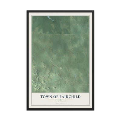 Map of the Town of Fairchild, Wisconsin, 12 x 18 inch print in a black wood frame