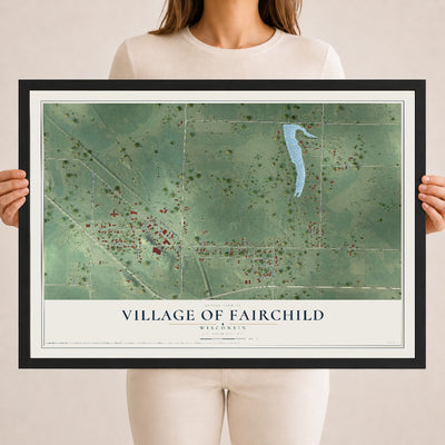 Map of Fairchild, Wisconsin, 18 x 24 inch print in a black wood frame