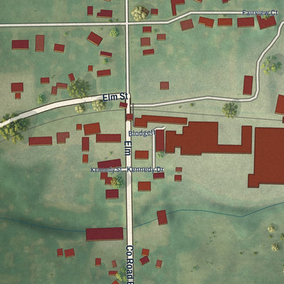 Close-up of the map of Fairwater, Wisconsin print showing street and building detail