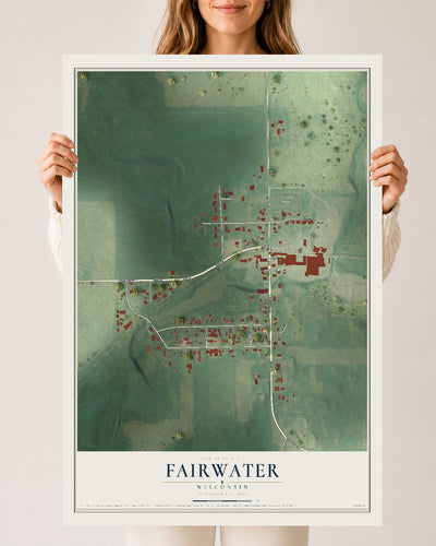 Map of Fairwater, Wisconsin, 24 x 36 inch unframed archival matte print