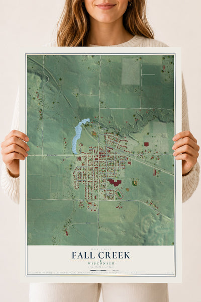 Map of Fall Creek, Wisconsin, 18 x 24 inch unframed archival matte print