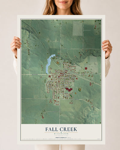 Map of Fall Creek, Wisconsin, 24 x 36 inch unframed archival matte print