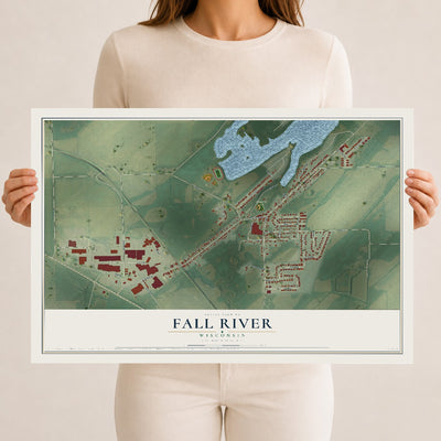 Map of Fall River, Wisconsin, 12 x 18 inch unframed archival matte print
