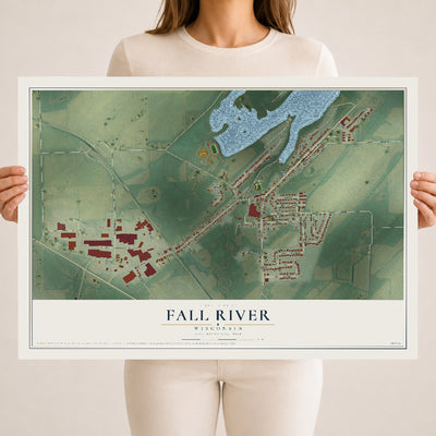 Map of Fall River, Wisconsin, 18 x 24 inch unframed archival matte print