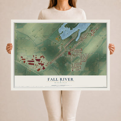 Map of Fall River, Wisconsin, 24 x 36 inch unframed archival matte print