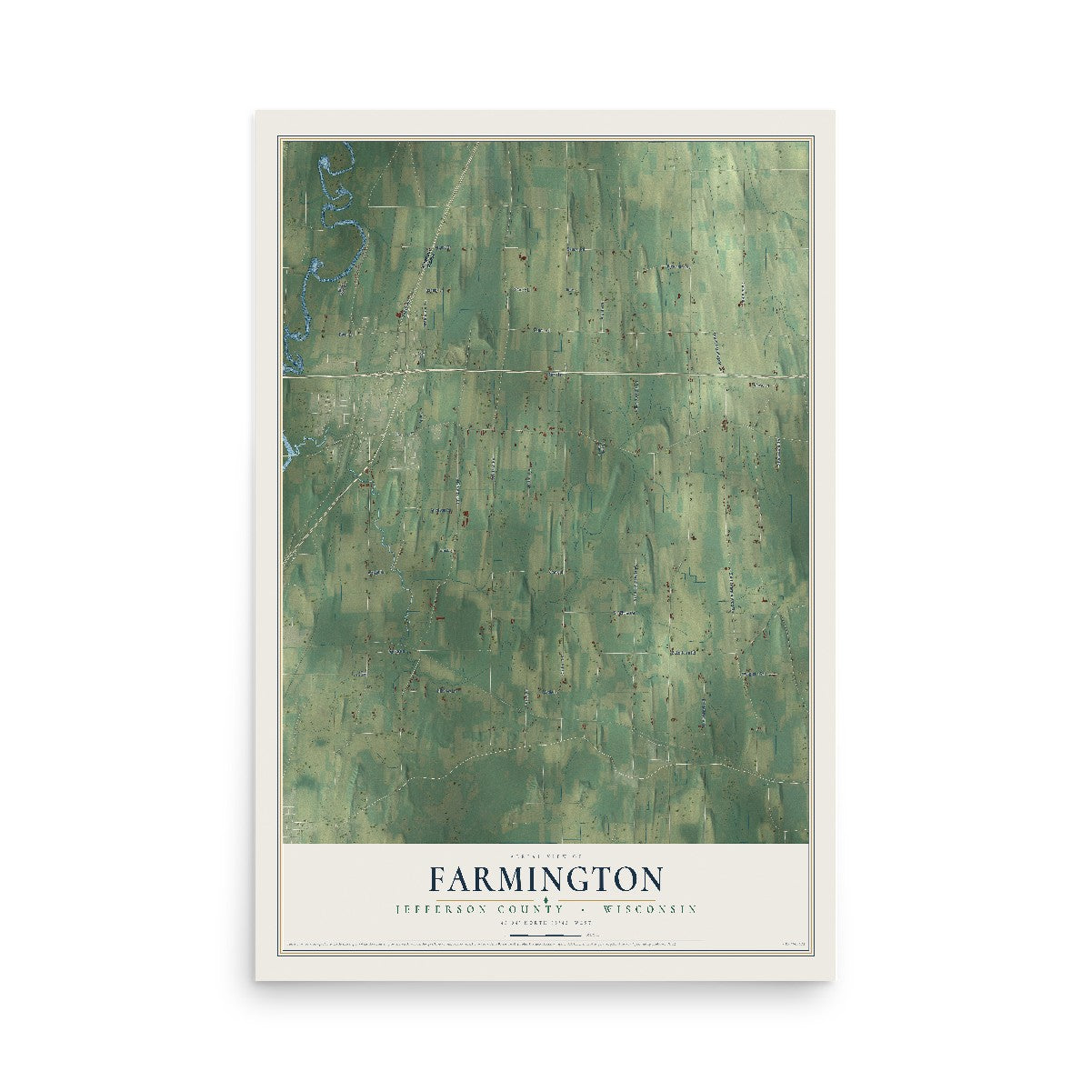 Map of Farmington, Jefferson County, Wisconsin, 12 x 18 inch unframed archival matte print