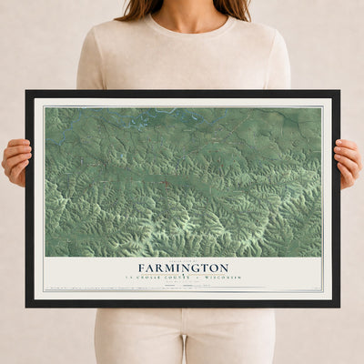 Map of Farmington, La Crosse County, Wisconsin, 12 x 18 inch print in a black wood frame