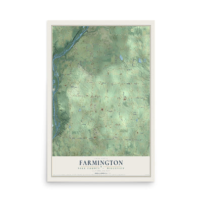 Map of Farmington, Polk County, Wisconsin, 12 x 18 inch unframed archival matte print