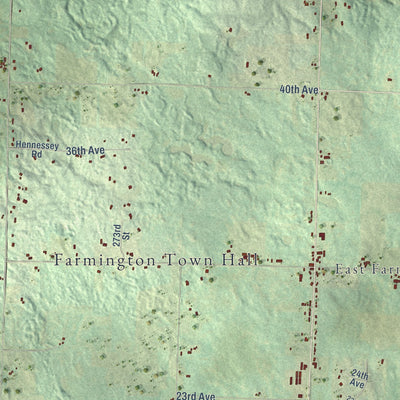 Close-up of the map of Farmington, Polk County, Wisconsin print showing street and building detail