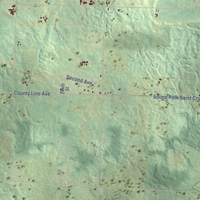 Second close-up of the map of Farmington, Polk County, Wisconsin print showing more streets and buildings