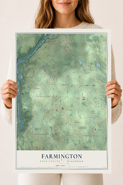 Map of Farmington, Polk County, Wisconsin, 18 x 24 inch unframed archival matte print