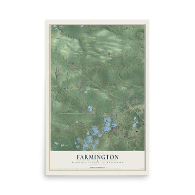 Map of Farmington, Waupaca County, Wisconsin, 12 x 18 inch unframed archival matte print