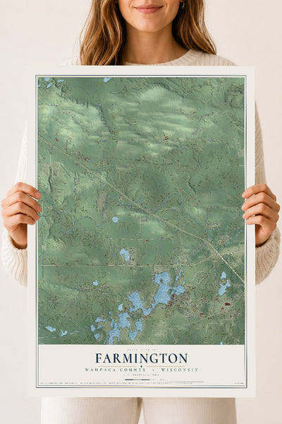 Map of Farmington, Waupaca County, Wisconsin, 18 x 24 inch unframed archival matte print