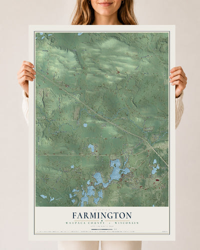 Map of Farmington, Waupaca County, Wisconsin, 24 x 36 inch unframed archival matte print