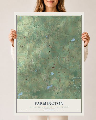 Map of Farmington, Washington County, Wisconsin, 24 x 36 inch unframed archival matte print