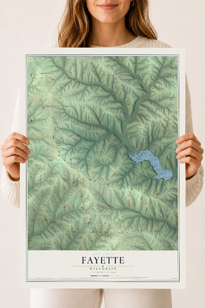 Map of Fayette, Wisconsin, 18 x 24 inch unframed archival matte print