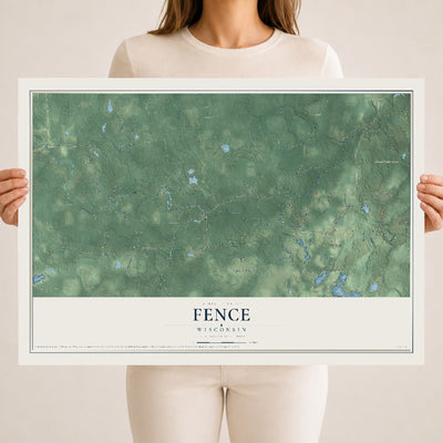 Map of Fence, Wisconsin, 18 x 24 inch unframed archival matte print