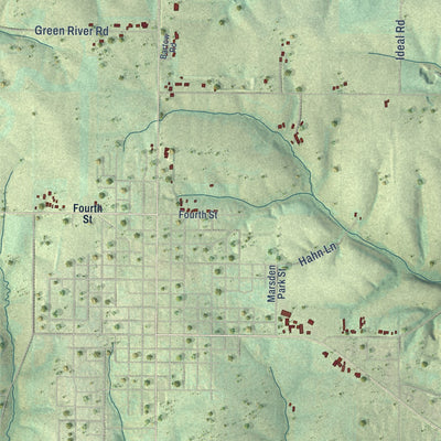 Close-up of the map of the Town of Fennimore, Wisconsin print showing street and building detail