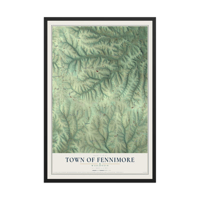 Map of the Town of Fennimore, Wisconsin, 12 x 18 inch print in a black wood frame