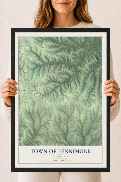 Map of the Town of Fennimore, Wisconsin, 18 x 24 inch print in a black wood frame