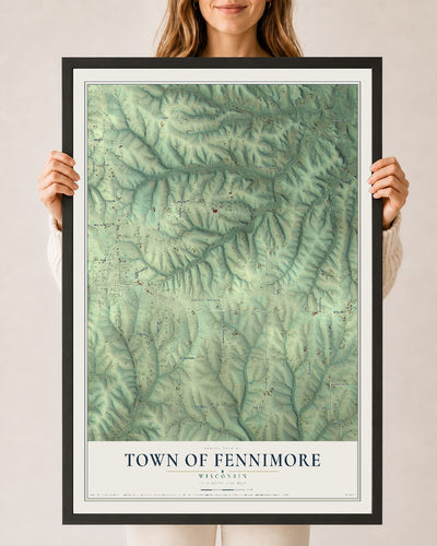 Map of the Town of Fennimore, Wisconsin, 24 x 36 inch print in a black wood frame