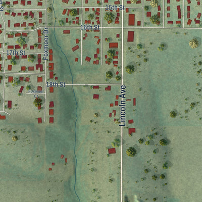 Second close-up of the map of Fennimore, Wisconsin print showing more streets and buildings