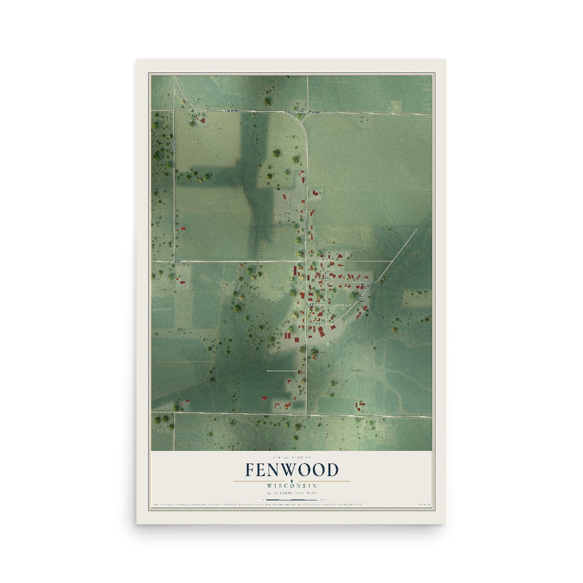Map of Fenwood, Wisconsin, 12 x 18 inch unframed archival matte print