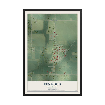 Map of Fenwood, Wisconsin, 12 x 18 inch print in a black wood frame