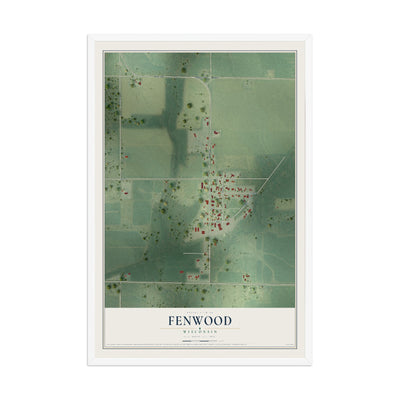 Map of Fenwood, Wisconsin, 12 x 18 inch print in a white wood frame