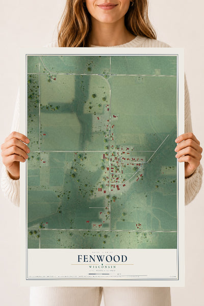 Map of Fenwood, Wisconsin, 18 x 24 inch unframed archival matte print